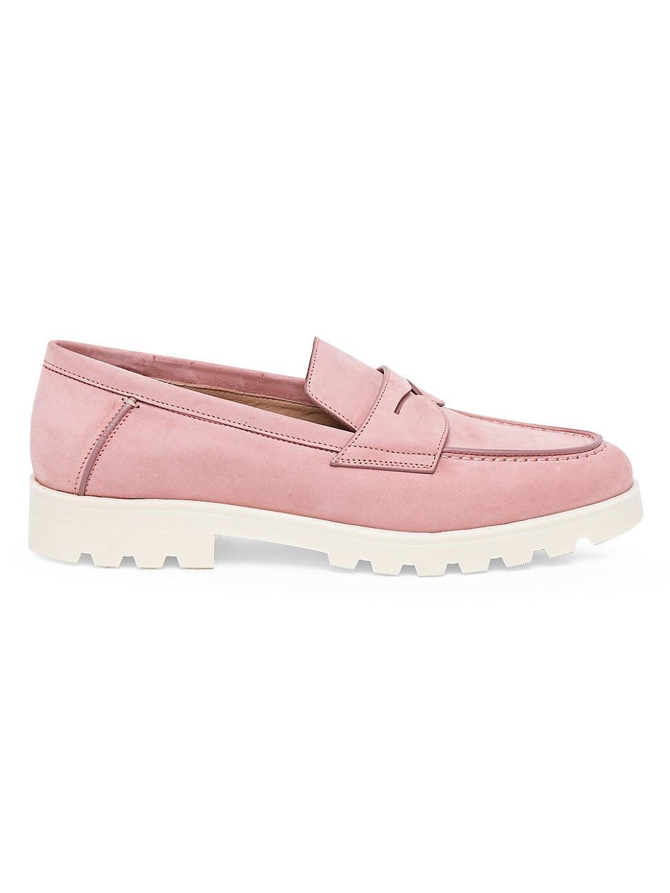 Santoni Womens Pink Nubuck LugSole Loafer Product Image