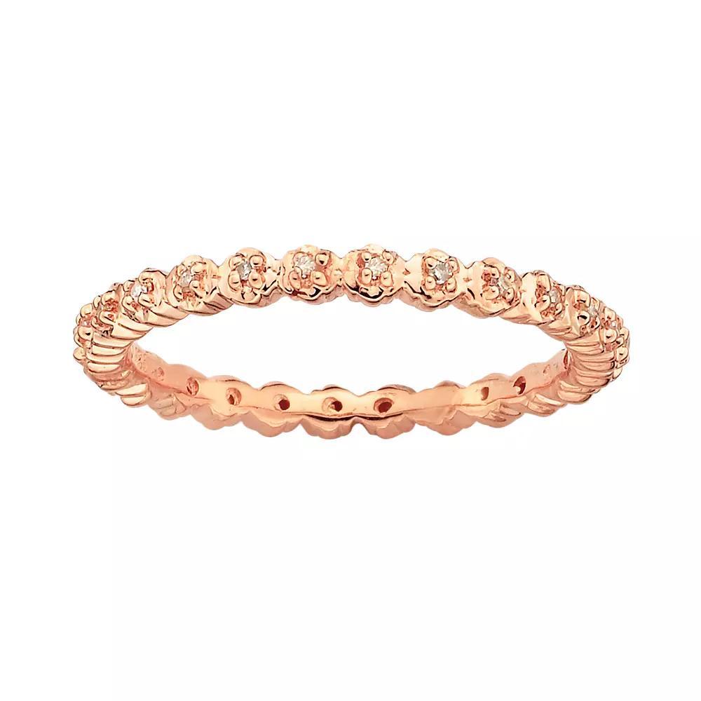 Stacks & Stones 18k Rose Gold Over Silver Diamond Accent Stack Ring, Women's Product Image