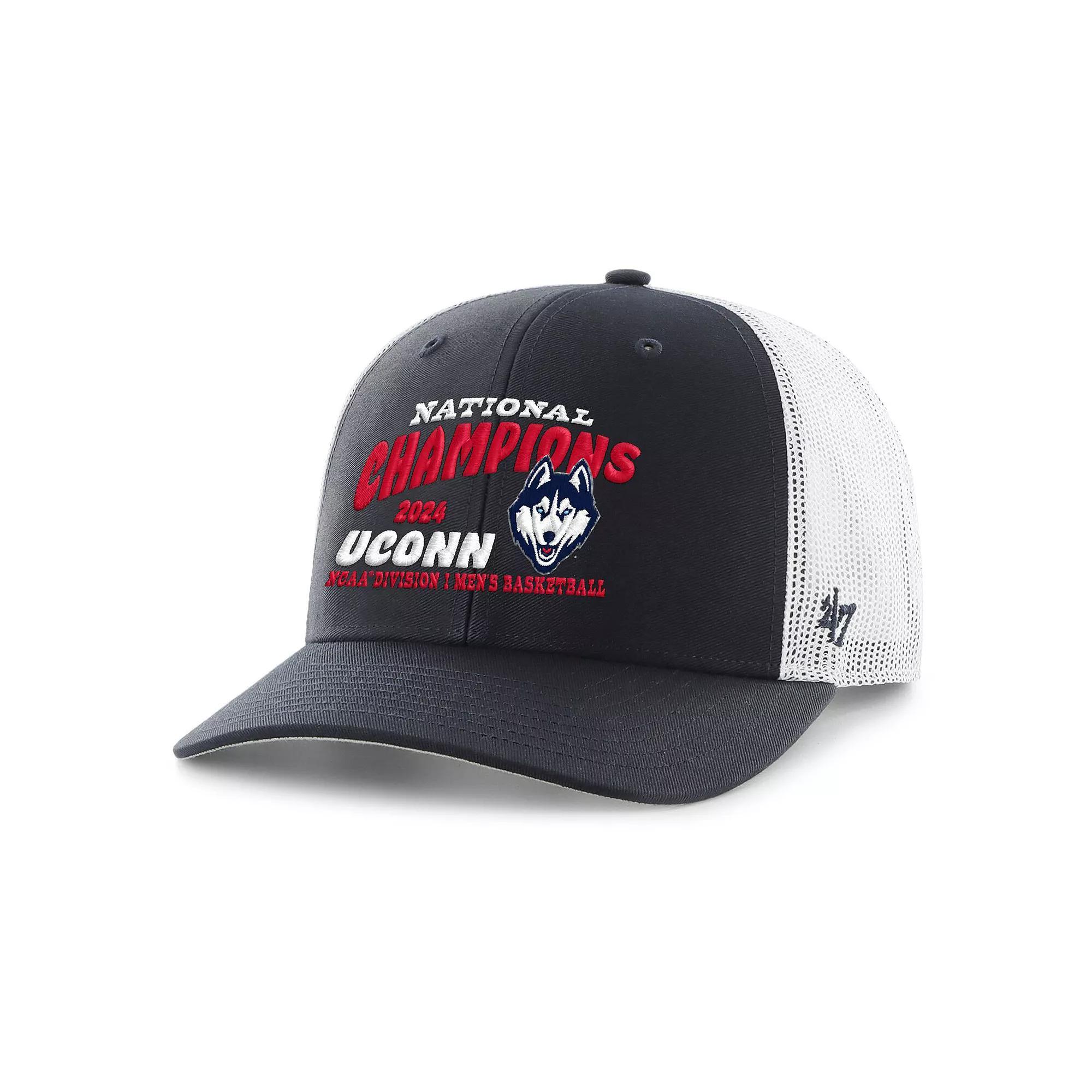 Men's '47  Navy/White UConn Huskies 2024 NCAA Men's Basketball National Champions Adjustable Trucker Hat, Blue Product Image
