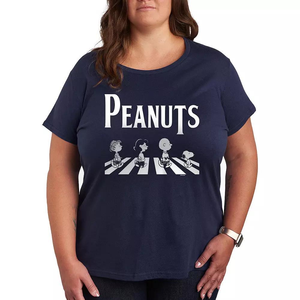 Plus Peanuts Crossing Road Graphic Tee, Womens Blue Product Image