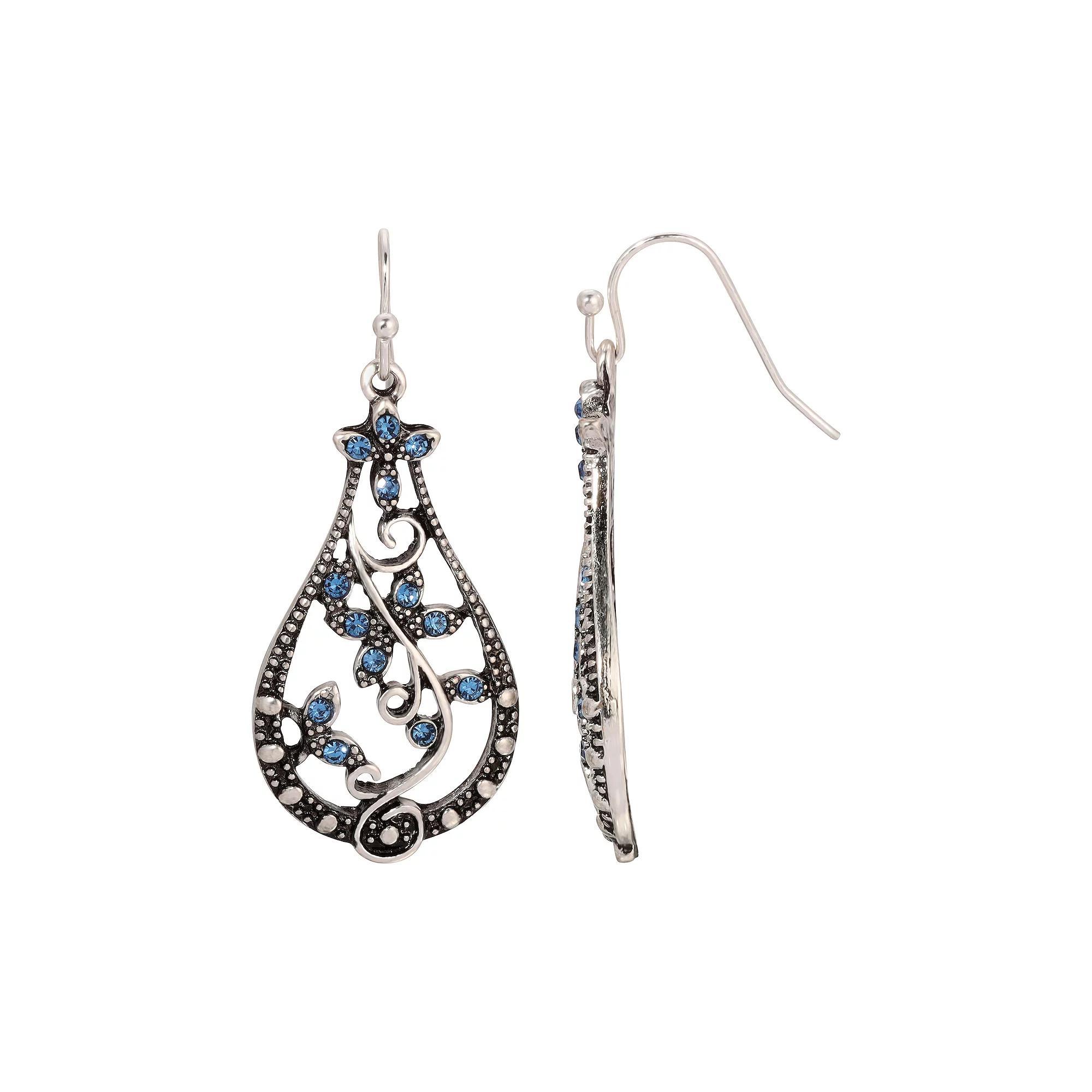 1928 Silver Tone Light Blue Drop Earrings, Womens Product Image