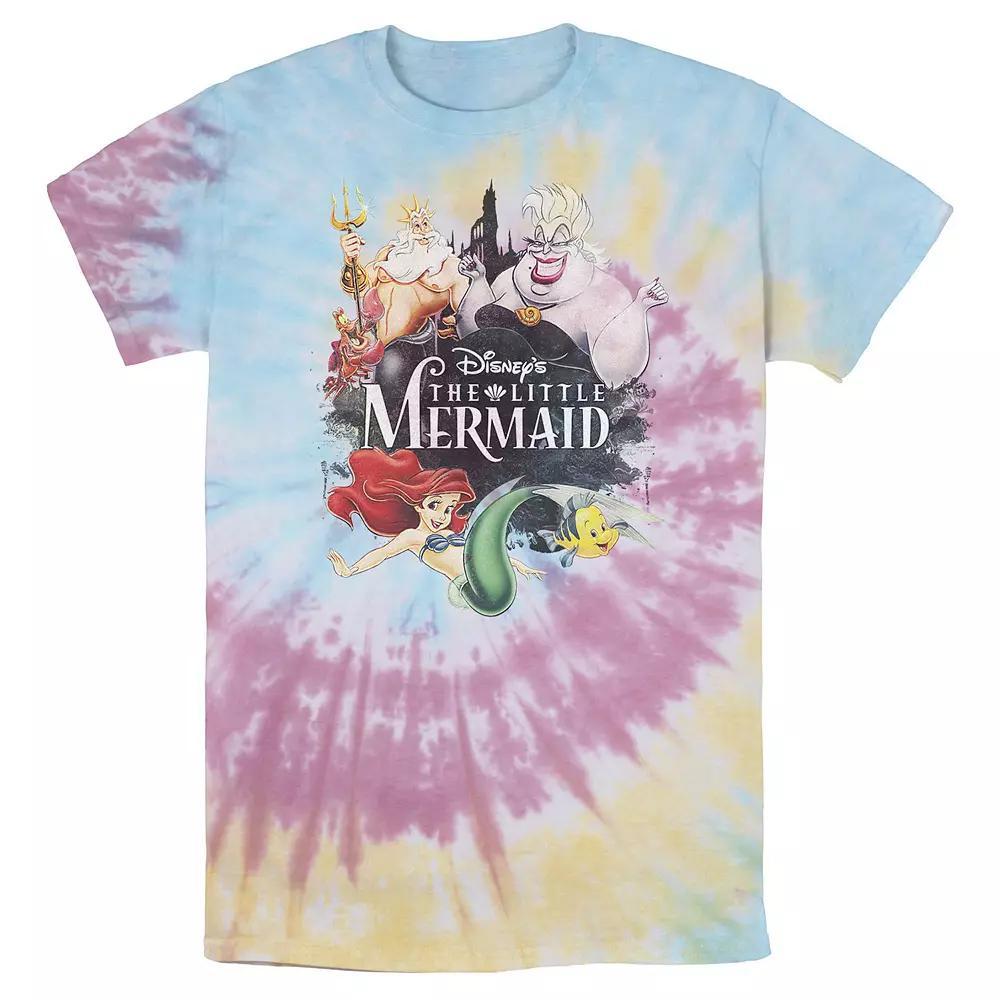 Men's Disney The Little Mermaid VHS Cover Portrait Bomabrd Wash Tee, Size: Small, White Blue Product Image