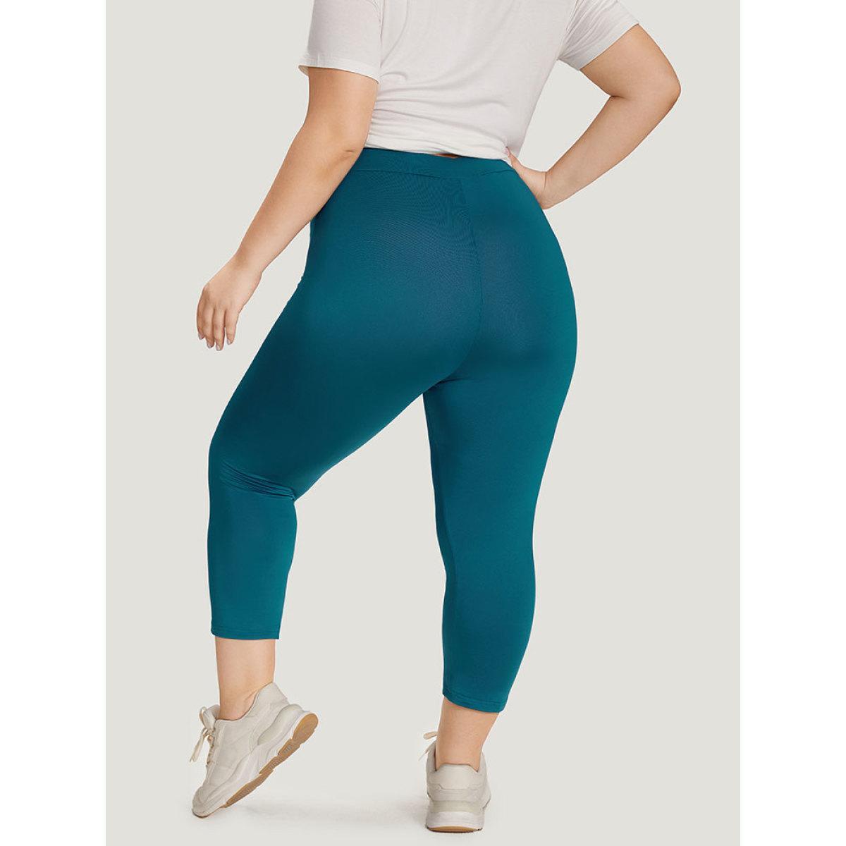 Plus Size Plain Skinny High Rise Cropped Leggings Women Aegean Casual High stretch Skinny High Rise Dailywear Leggings BloomChic 18-20/2X Product Image