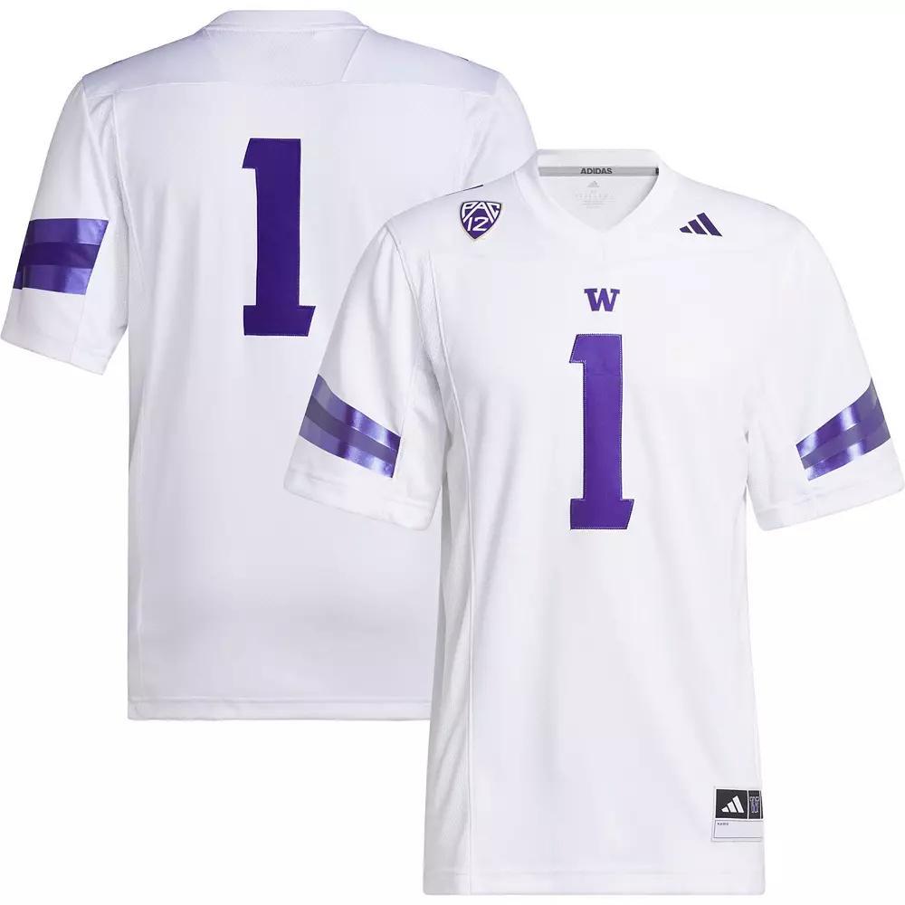 Men's adidas #1 White Washington Huskies Premier Football Jersey, Size: 2XL Product Image