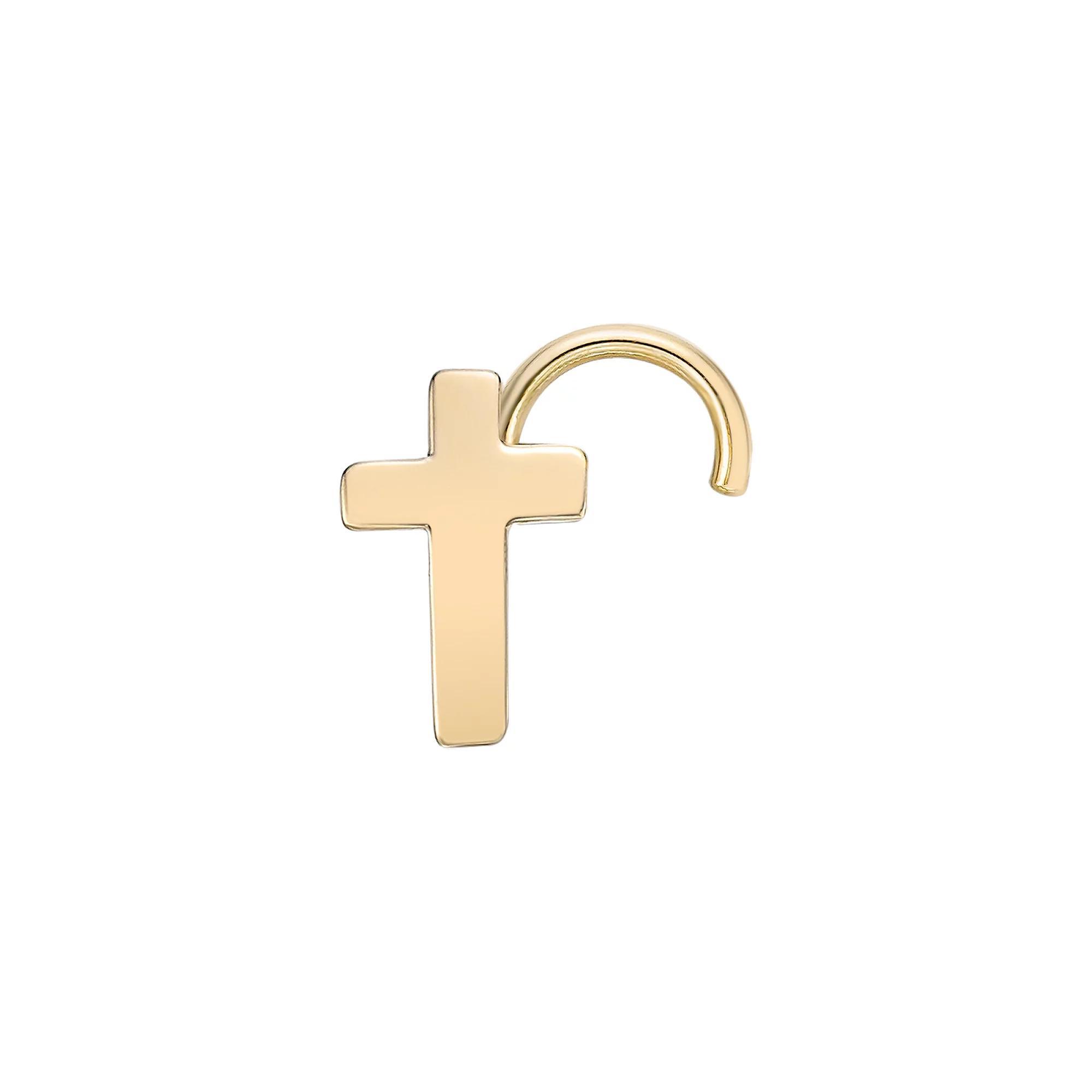 Lila Moon 10k Gold Cross Screw Stud Nose Ring, Women's, Yellow Product Image