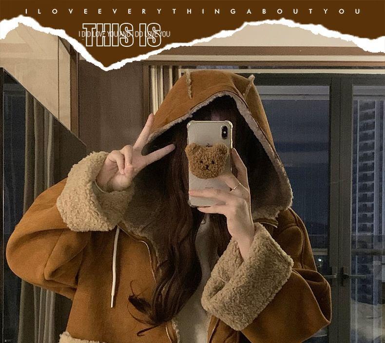 Fleece Lined Hooded Zip-Up Jacket Product Image