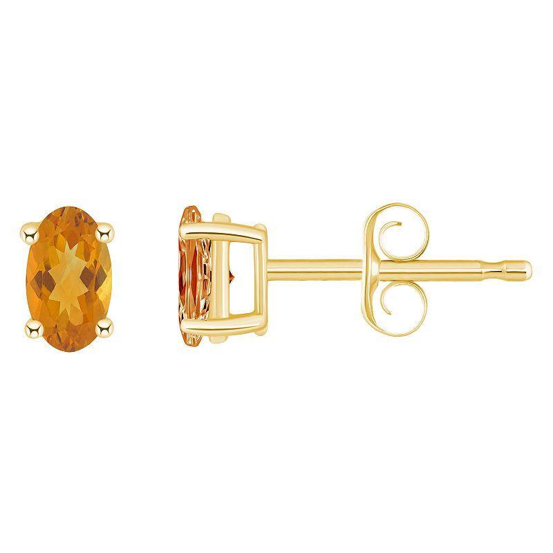 14k Gold Oval Birthstone Stud Earrings, Women's, Citrine Nov Product Image