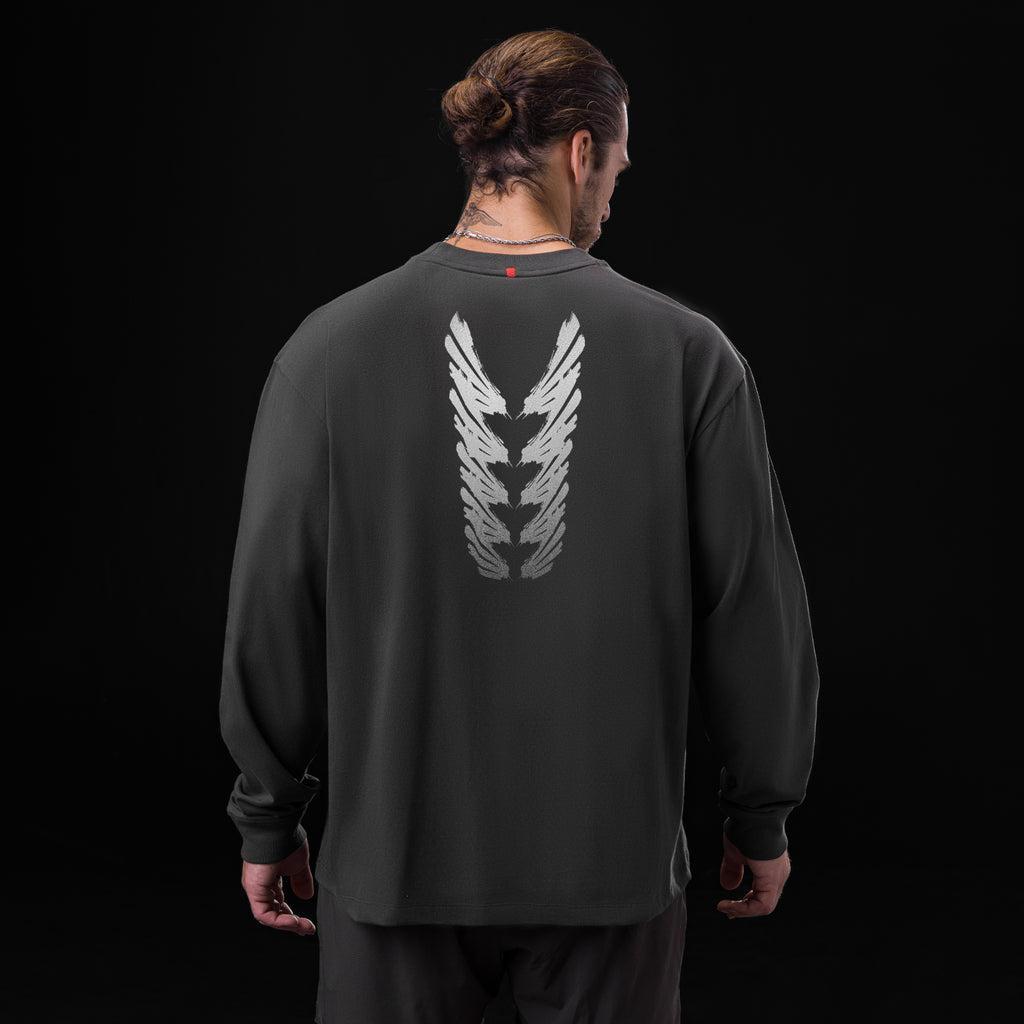 0851. Tech Essential™ Relaxed Long Sleeve  -  Black "Brush Stroke" Product Image