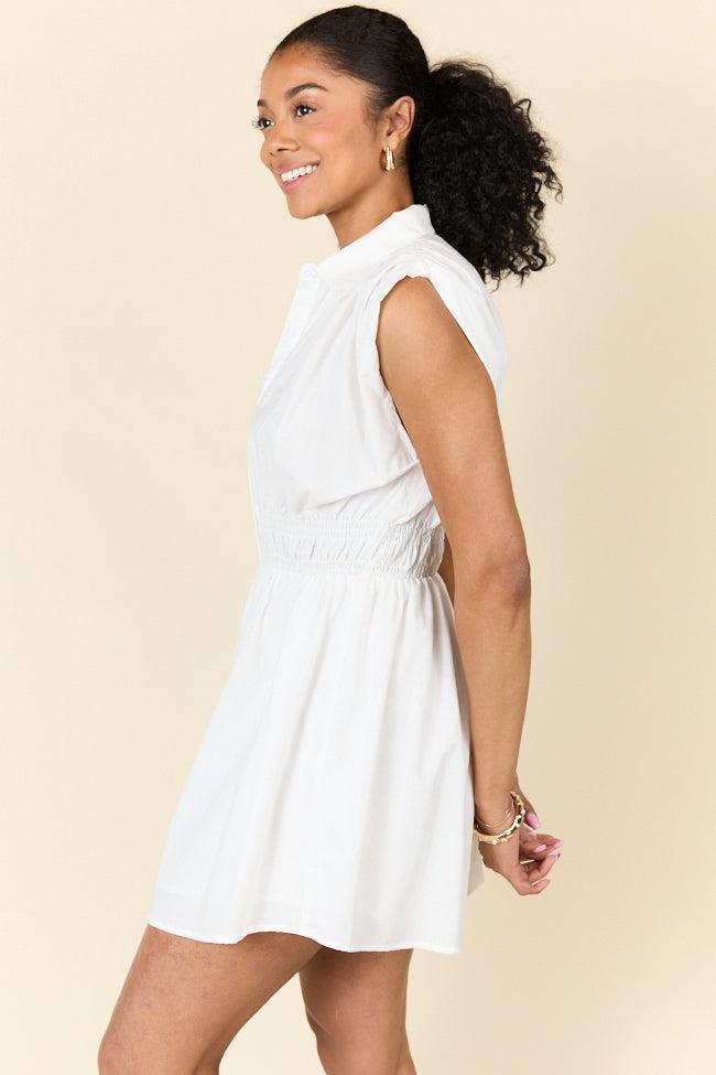 Simply Unforgettable White Collared Dress FINAL SALE Product Image