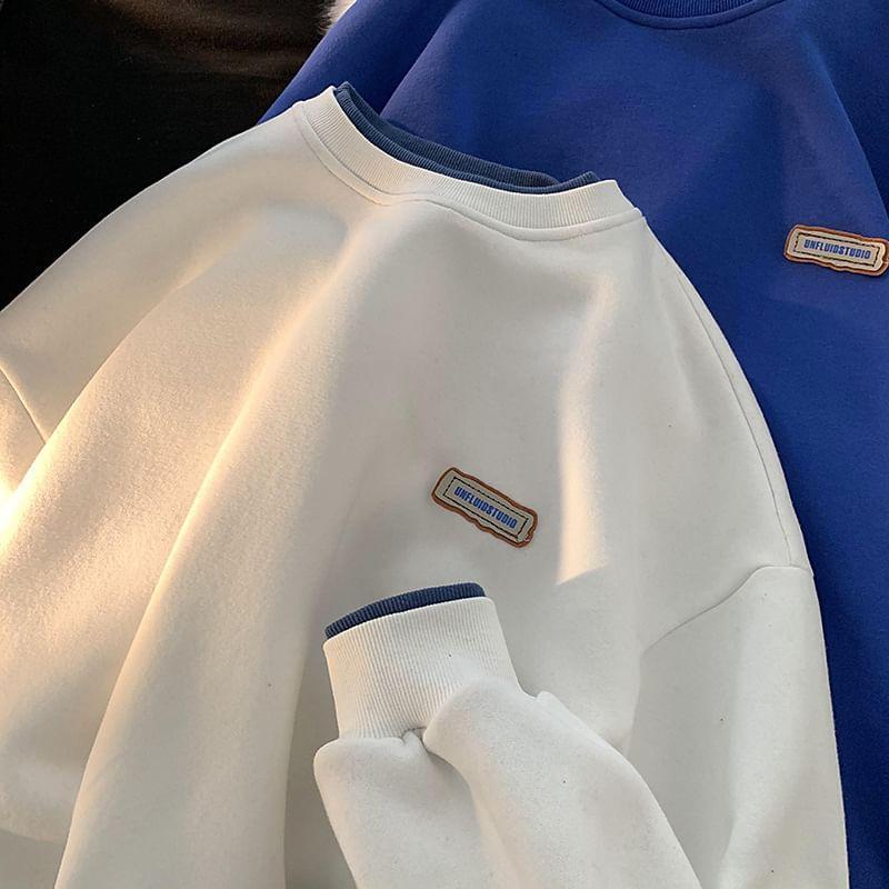 Long Sleeve Mock Two Piece Color-Block Loose-Fit Sweatshirt Product Image