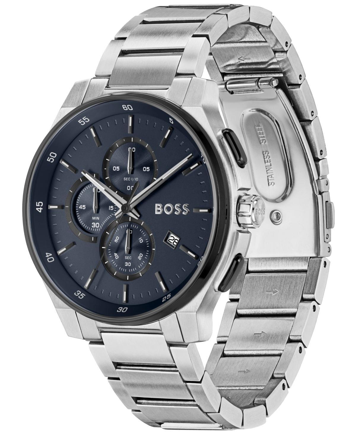 Hugo Boss Mens Peak 2.0 Quartz Chronograph Stainless Steel Navy Blue Dial Bracelet Watch Product Image
