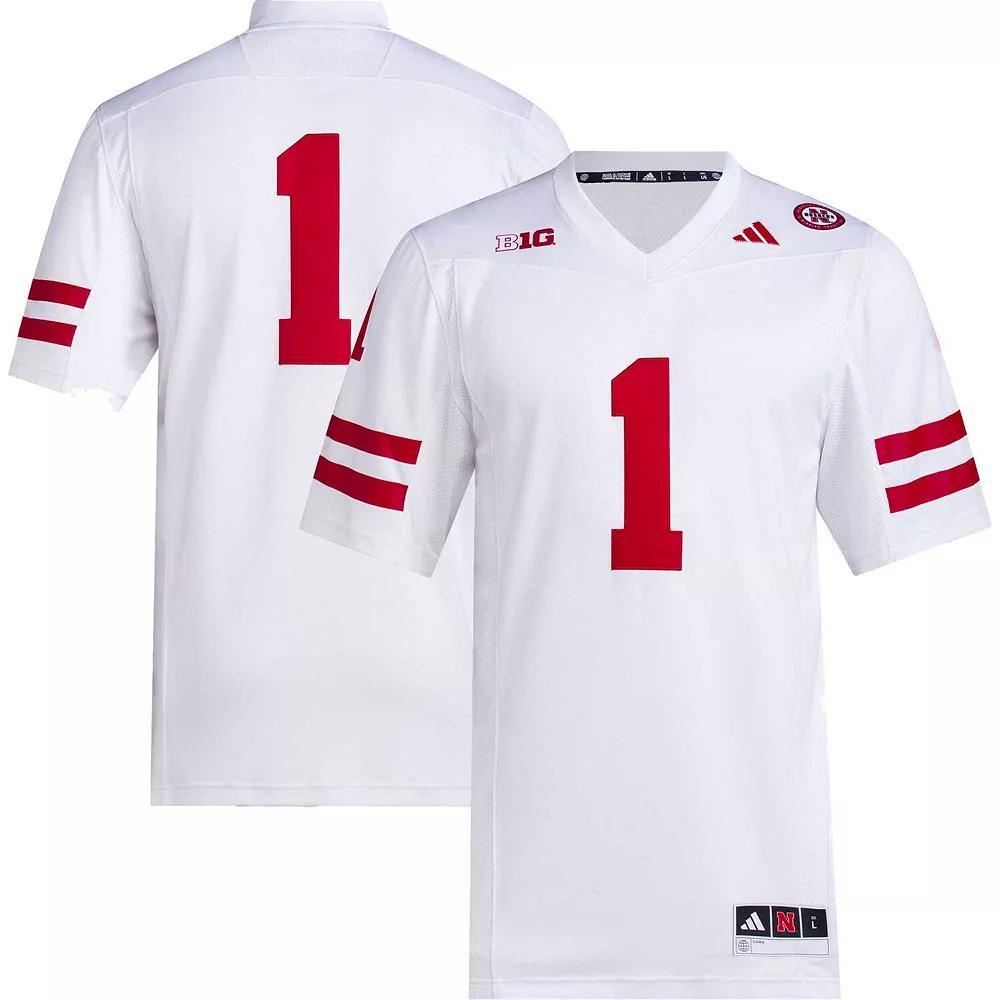 Men's adidas #1 White Nebraska Huskers Premier Football Jersey, Size: 2XL Product Image
