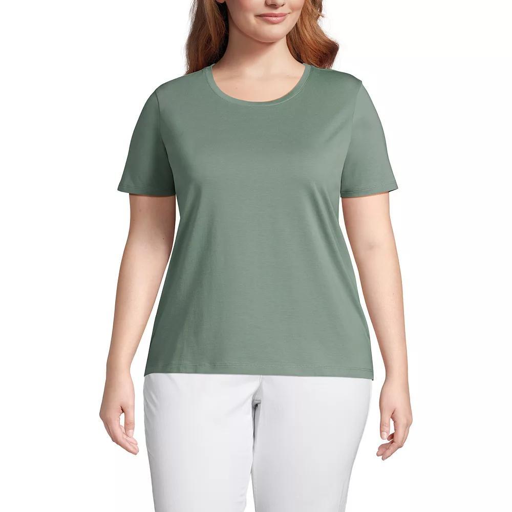 Plus Size Lands' End Relaxed Supima Cotton Crewneck Tee, Women's, Size: 1XL, Pale Yellow Product Image