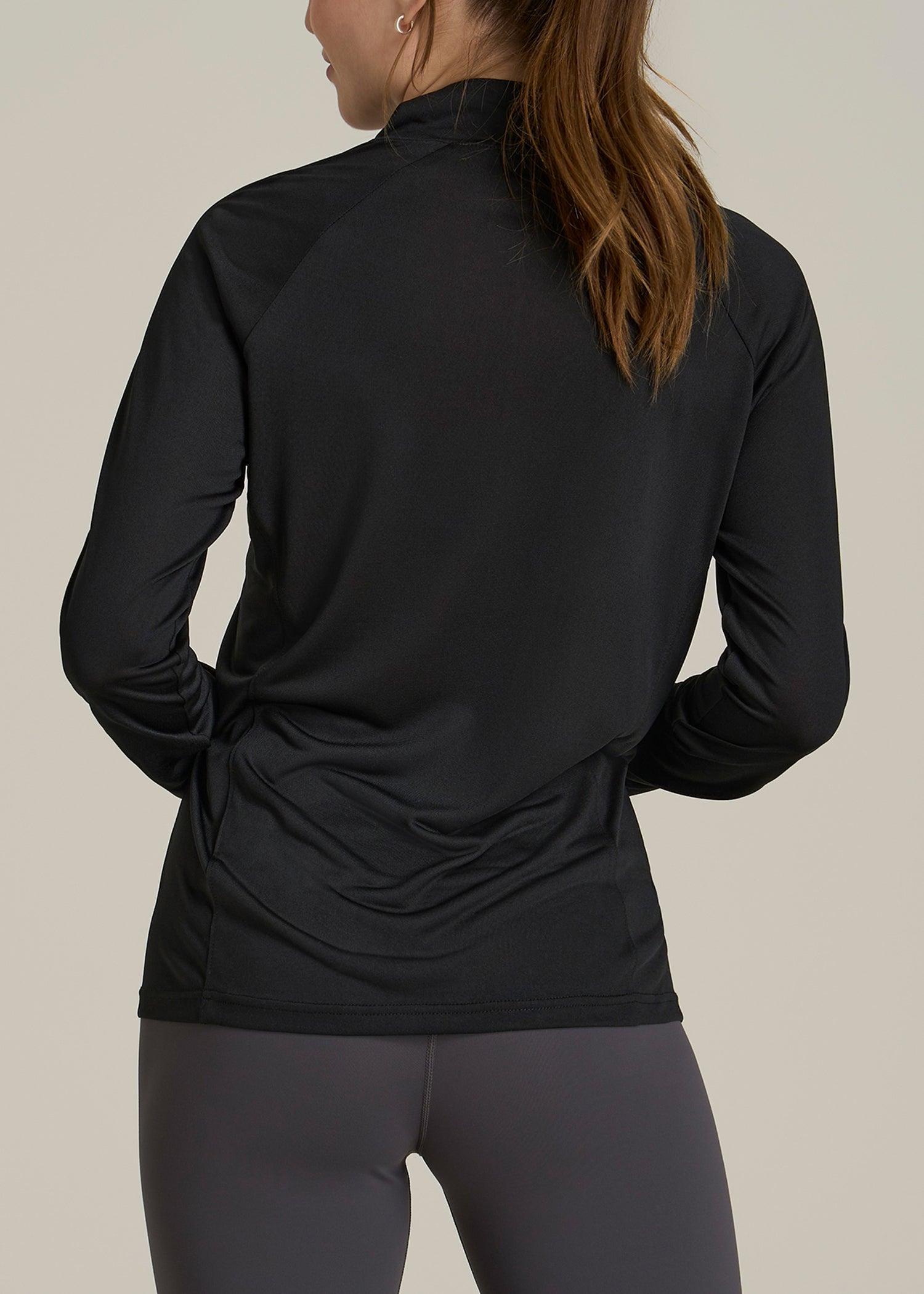 Long Sleeve Active Half Zip Pullover Tall Women's Jacket in Black Product Image