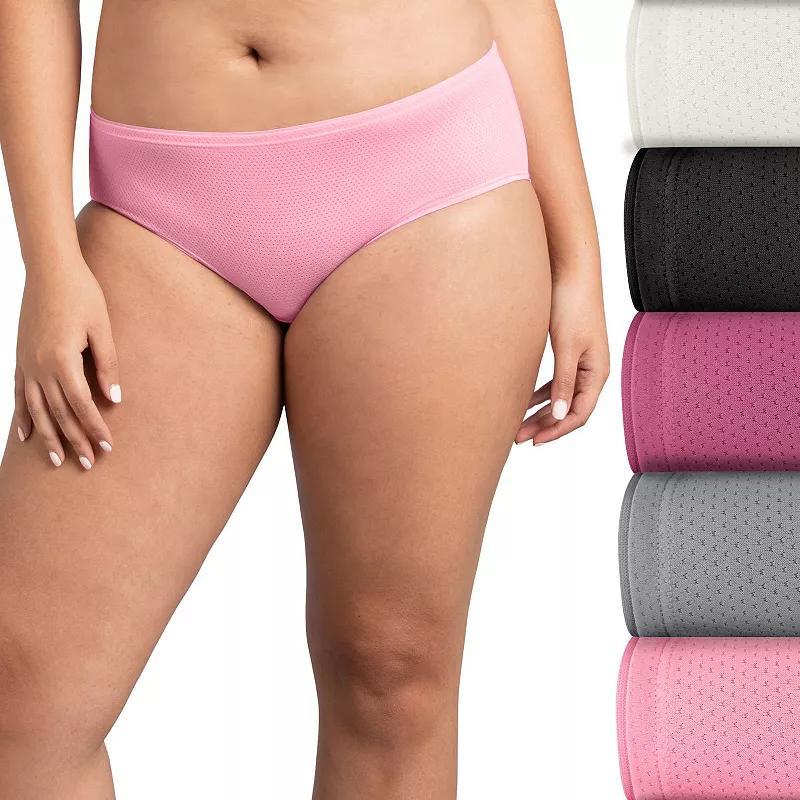 Women's Fruit of the Loom® Signature 5-pack Breathable Micro-Mesh Brief Panty 5DBMLRBK, Size: 9, Tiffany Silver Asst Product Image