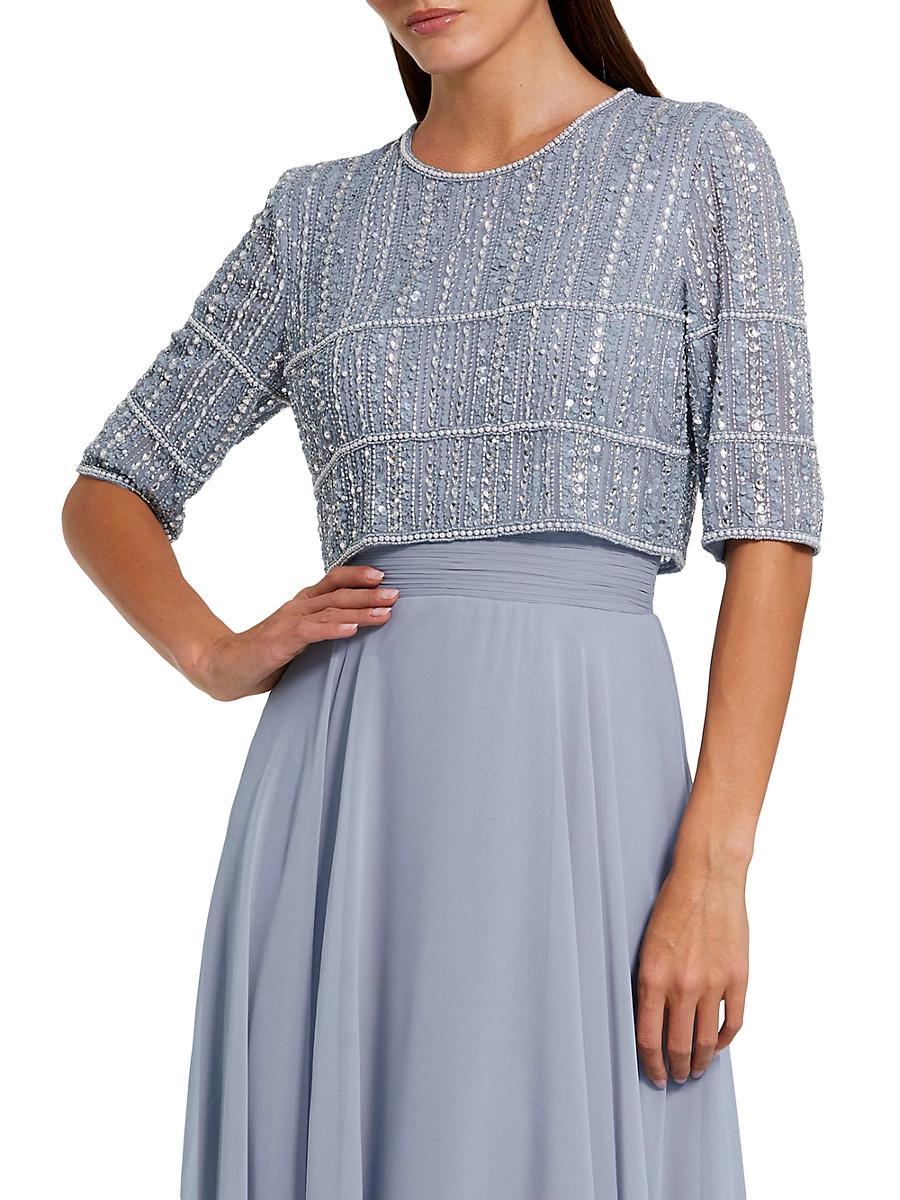 Womens Bead-Embellished Chiffon Gown Product Image