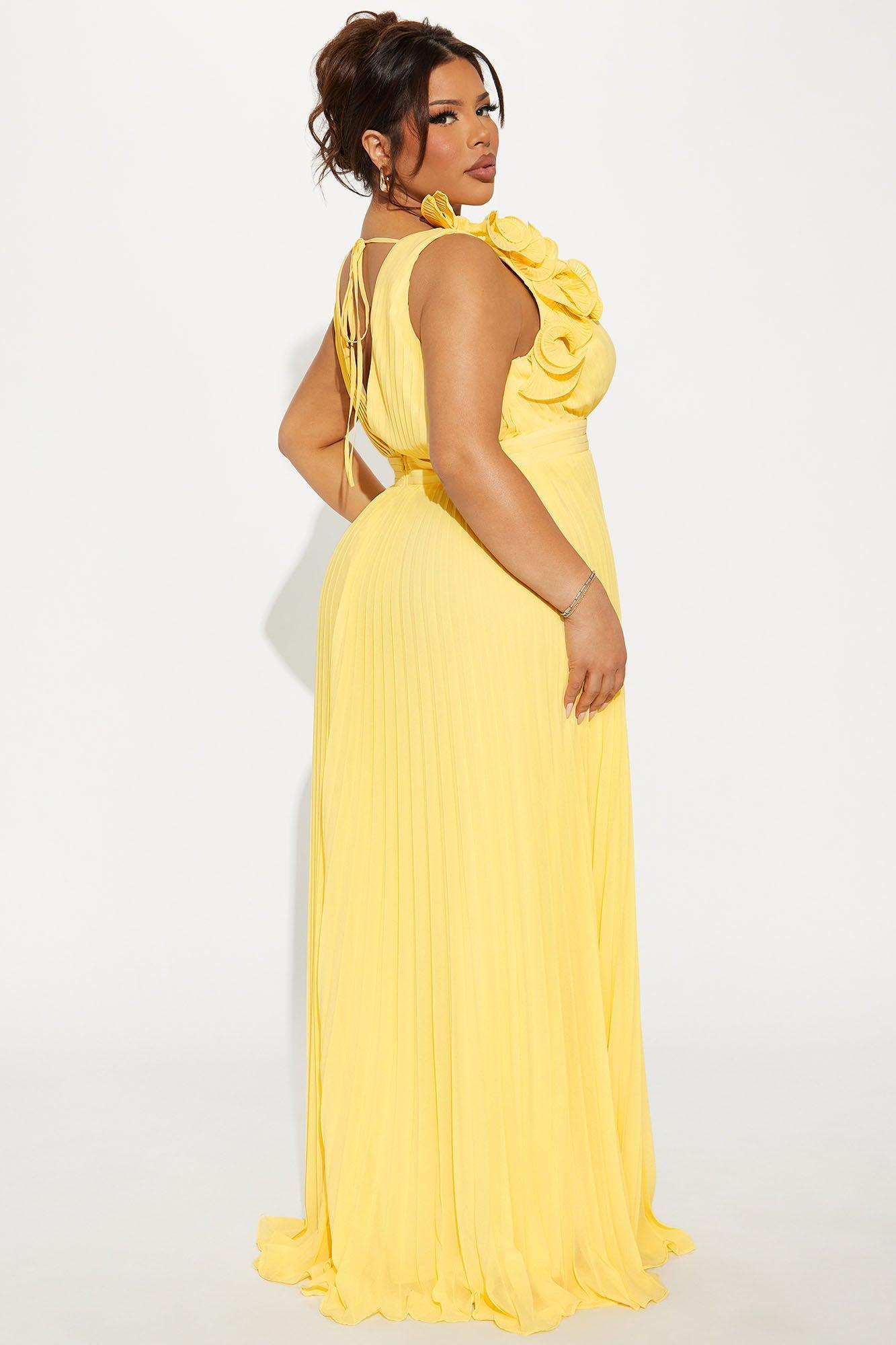 Julia Chiffon Maxi Dress - Butter Yellow Product Image