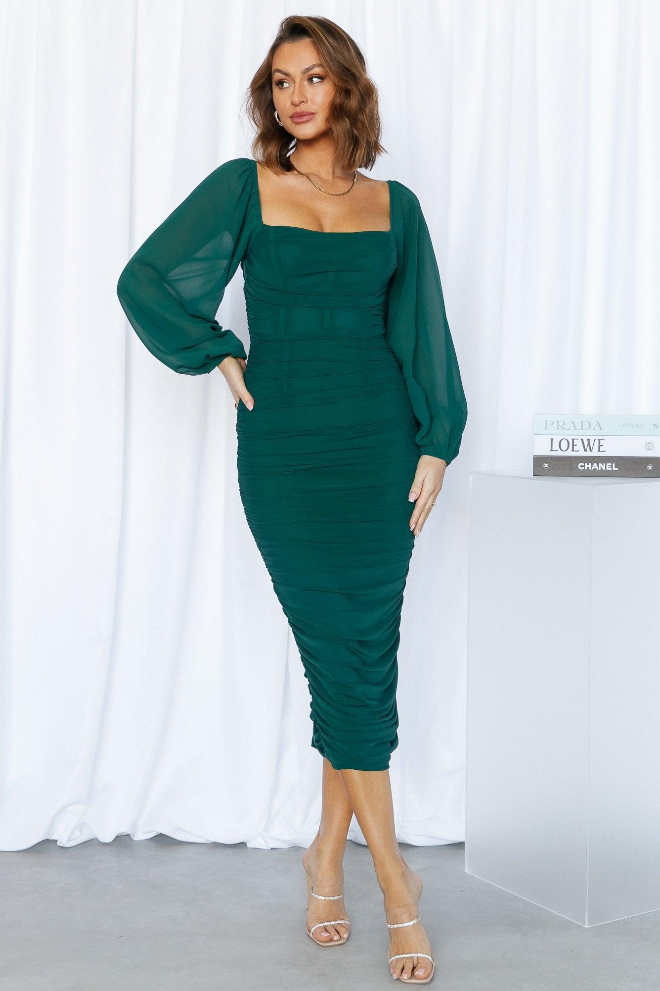 Brooklyn Love Midi Dress Emerald Product Image