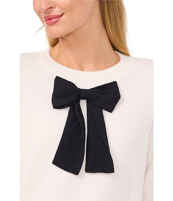 CeCe Knit Round Neck Long Sleeve Bow Sweater Product Image