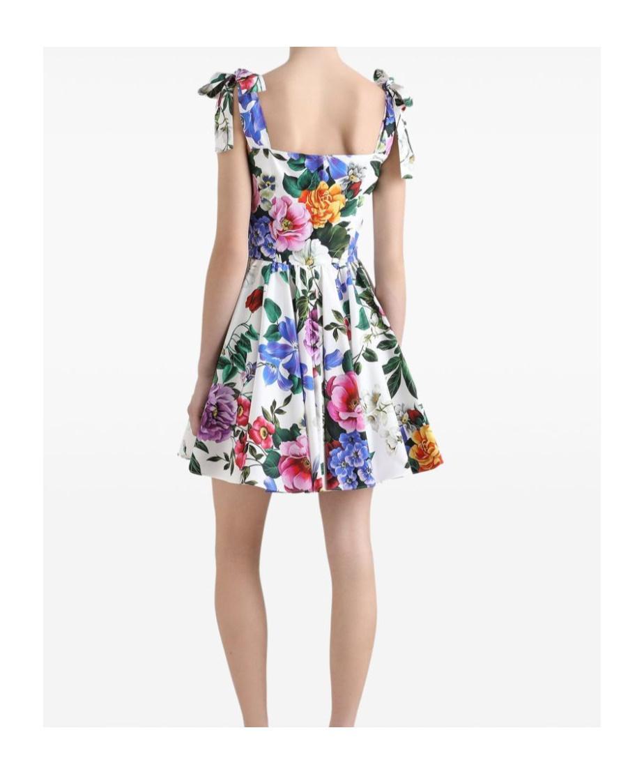 DOLCE & GABBANA Multicolor Sleelevelss Mini Dress With Square Neckline And All-over Floral Motif Product Image