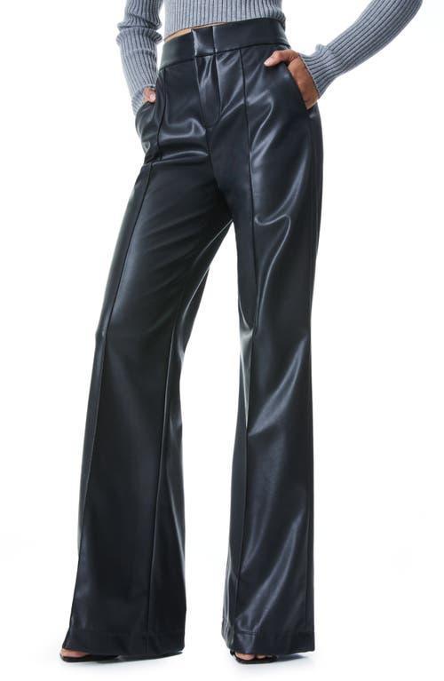 Alice and Olivia Dylan High Waist Wide Leg Pants in White Crystal Trim Crepe Product Image