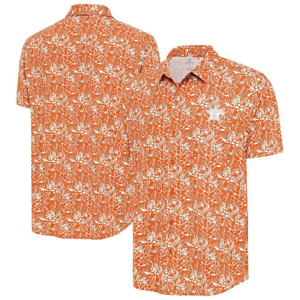 Men's Antigua Orange Houston Astros Resort Button-Up Shirt, Size: XXL Product Image