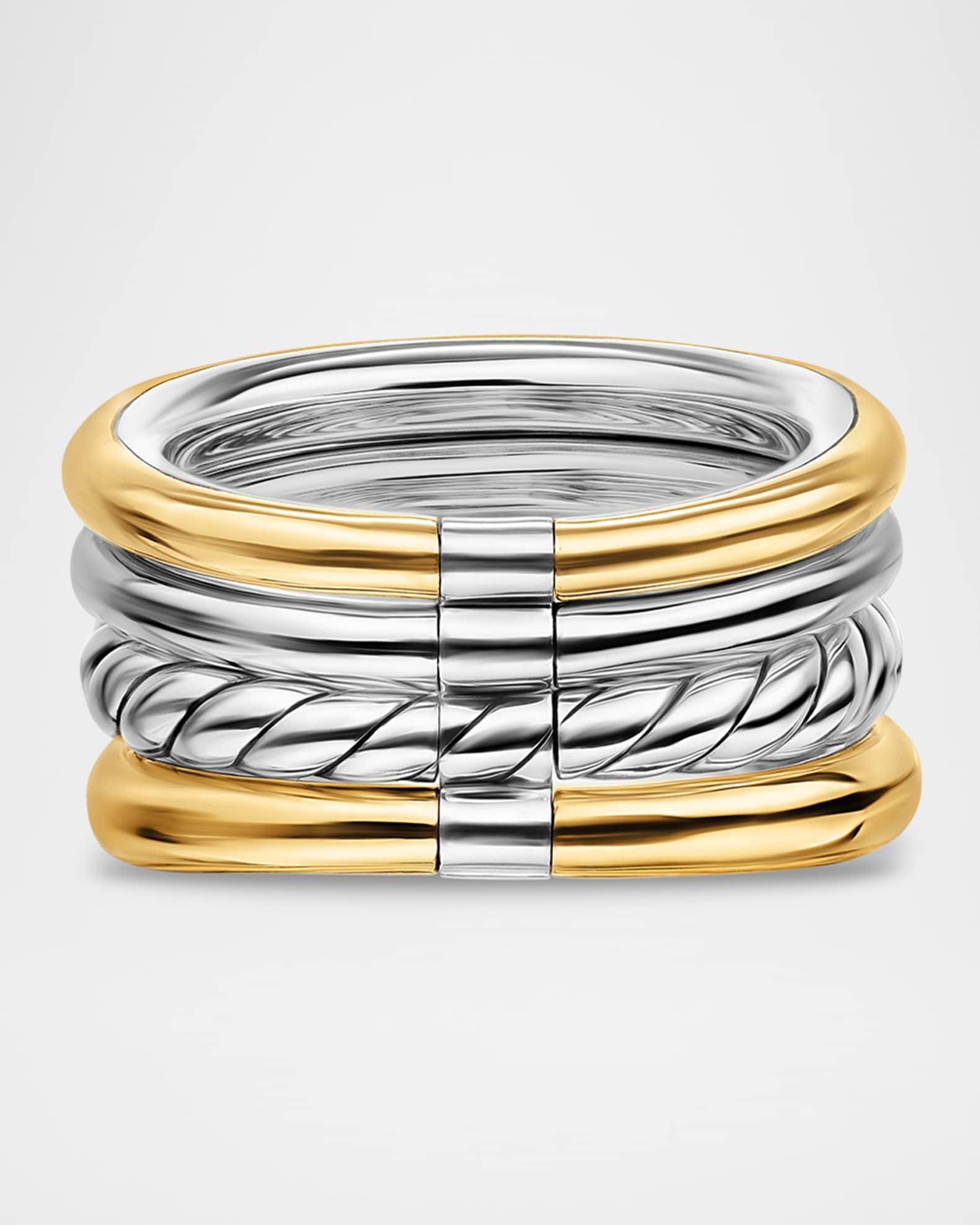 DY Mercer 4 Row Stone Ring with Diamonds in Silver and 18K Gold Product Image