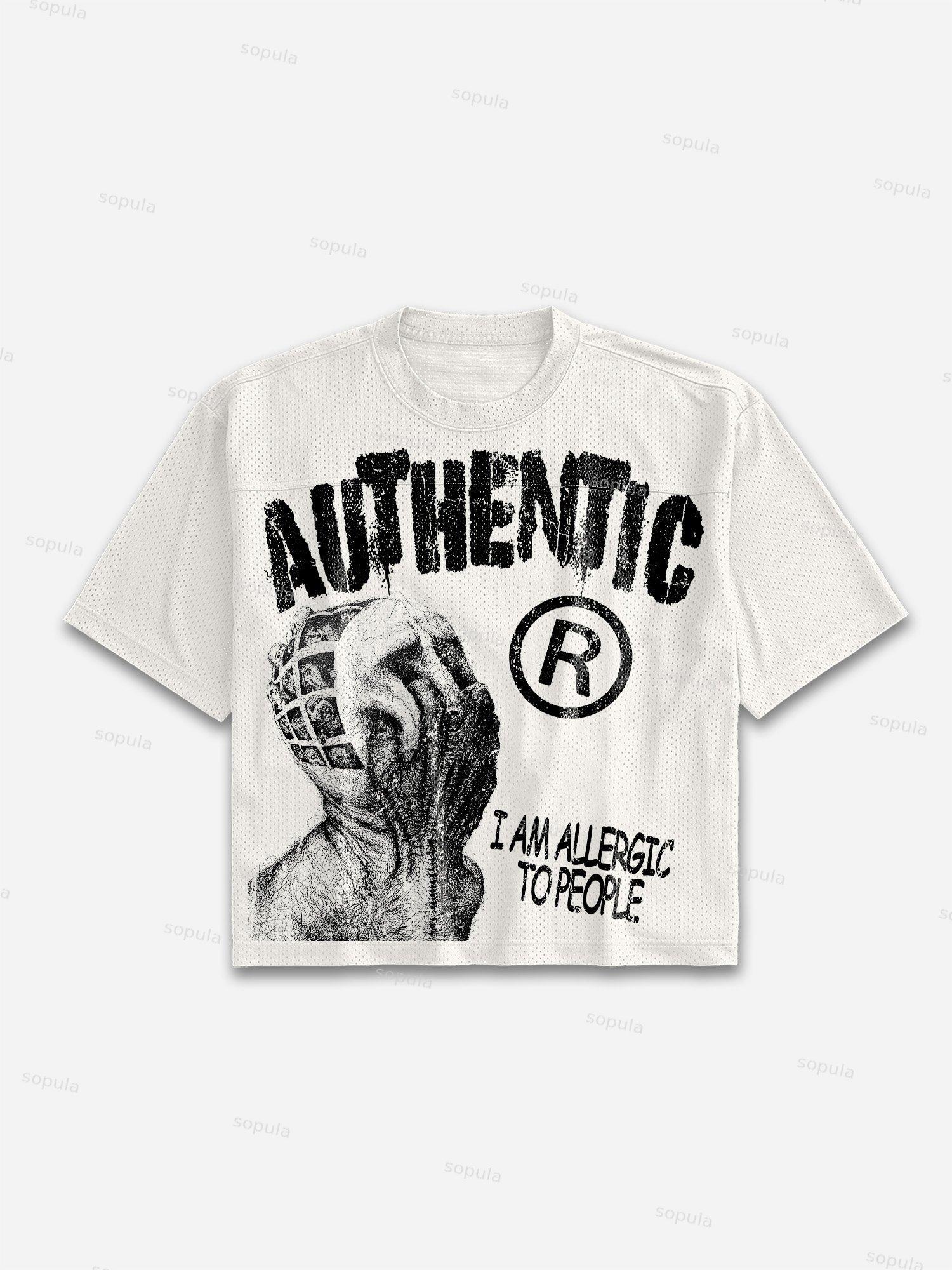 I Am Allergic To People Graphic Print Mesh Football Jersey T-shirt Product Image