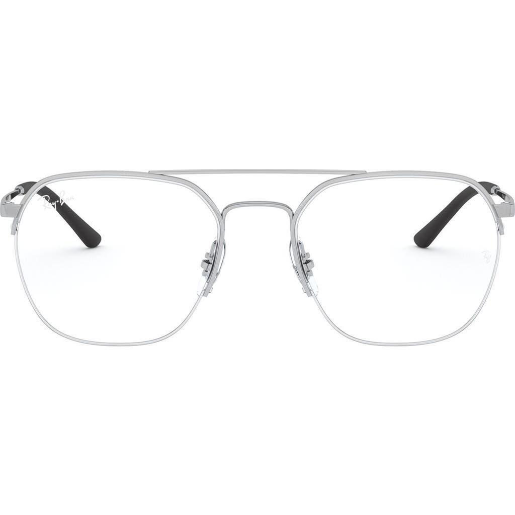 Ray-Ban Unisex 53mm Semi Rimless Optical Glasses in Silver at Nordstrom Product Image