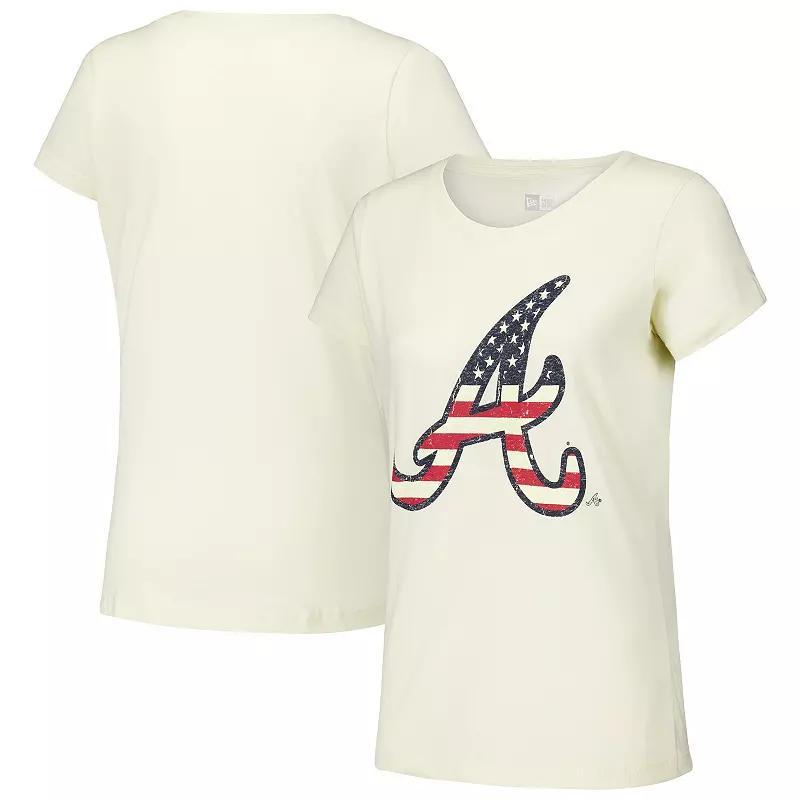 Women's New Era Cream Atlanta Braves Vintage T-Shirt, Size: Small, Beige Product Image