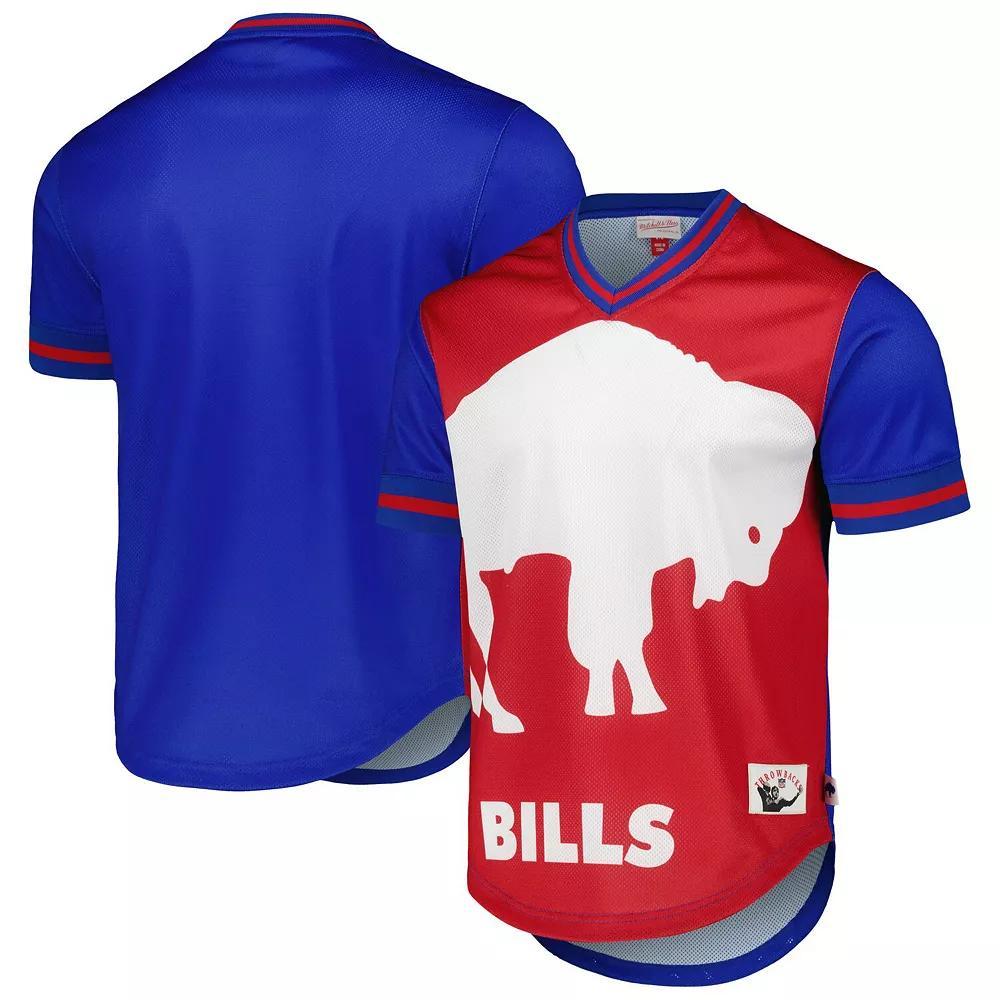 Men's Mitchell & Ness Royal Buffalo Bills Jumbotron 3.0 Mesh V-Neck T-Shirt, Size: Medium, Blue Product Image