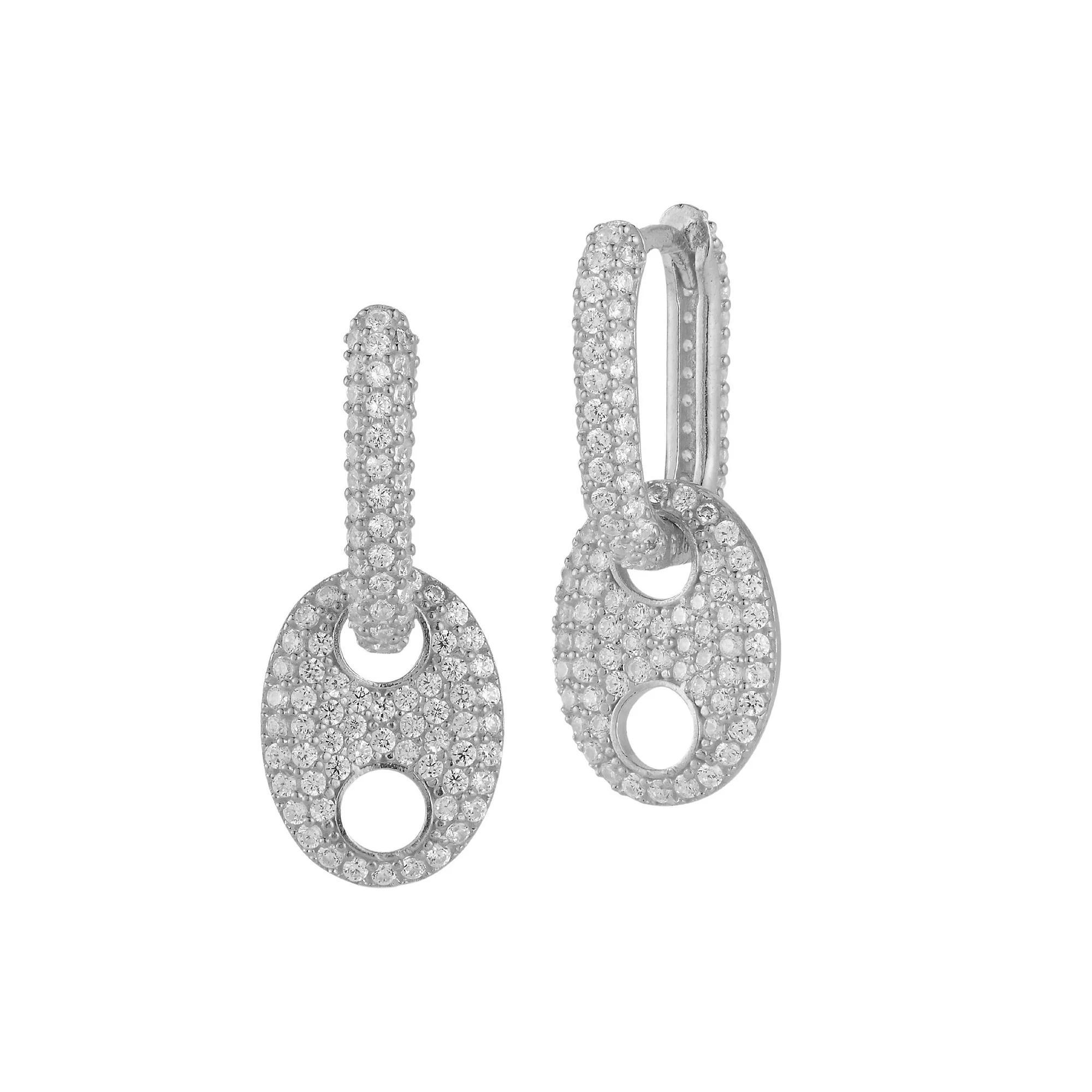 Sunkissed Sterling Cubic Zirconia Link Earrings, Womens, Silver Tone Product Image