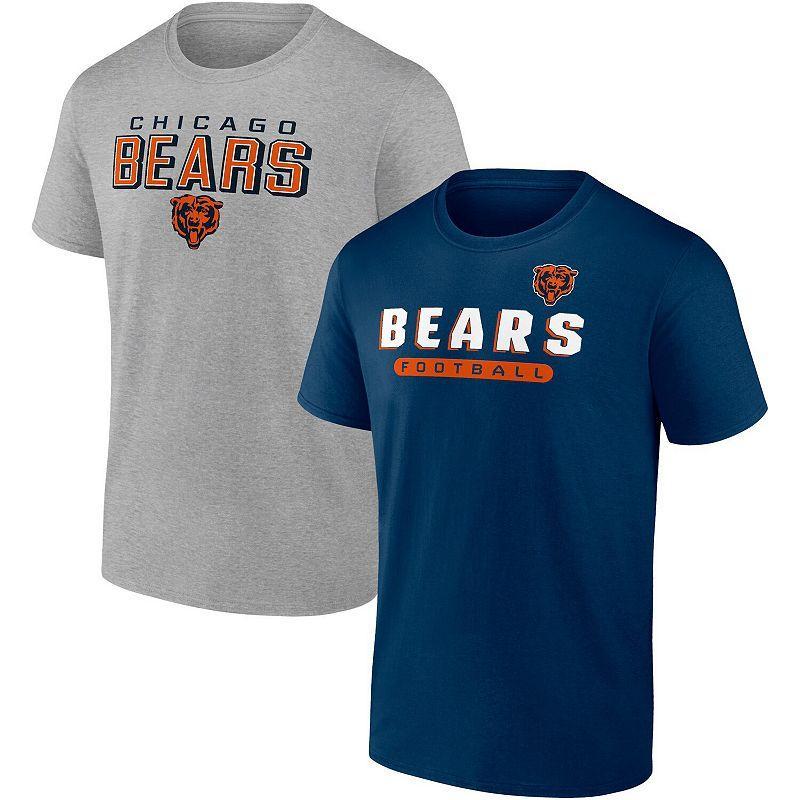 Mens Fanatics Branded /Heathered Gray Chicago Bears Parent T-Shirt Combo Pack Blue Product Image