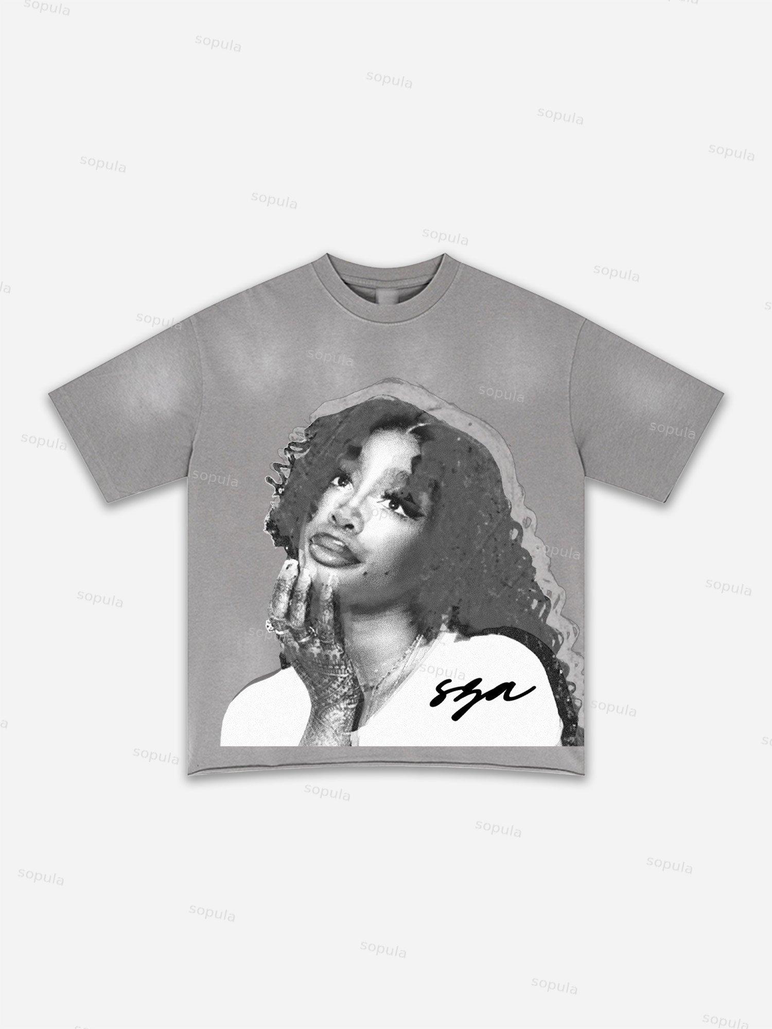Lips Graphic Print Washed T-shirt Product Image