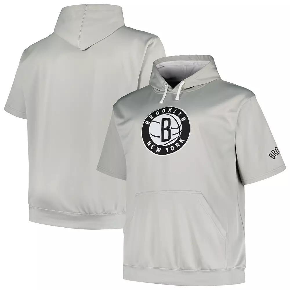 Men's Fanatics Branded Silver Brooklyn Nets Big & Tall Logo Pullover Hoodie, Size: 3XLT Product Image
