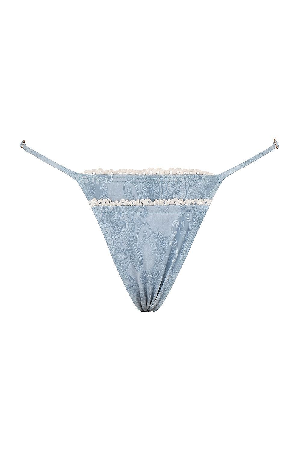 Toulouse  blue paisley ruffle trim bikini bottom Product Image