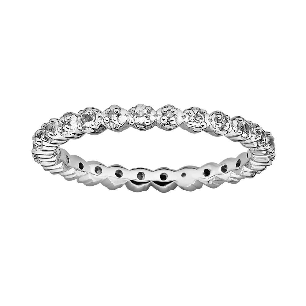 Stacks & Stones Sterling Silver White Topaz & Diamond Accent Stack Ring, Women's, Size: 10 Product Image