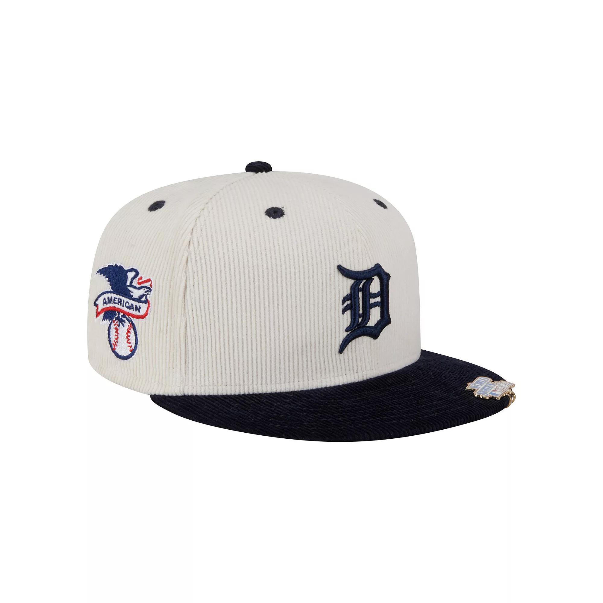 Men's New Era Cream/Navy Cleveland Guardians Two-Tone Corduroy 59FIFTY Fitted Hat, Size: 7 3/8, Grd Beige Product Image