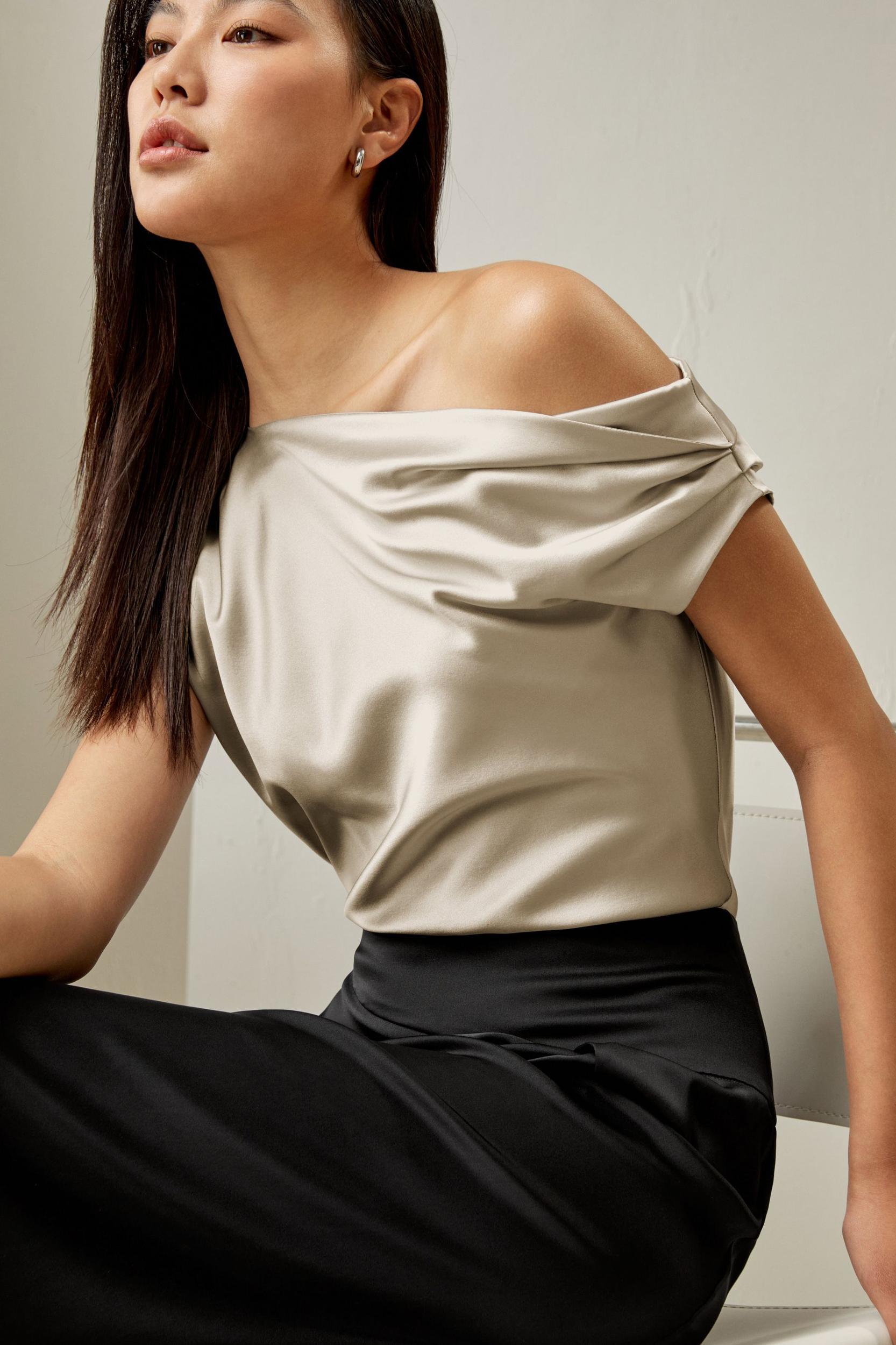 Boat Neck Silk Top Product Image