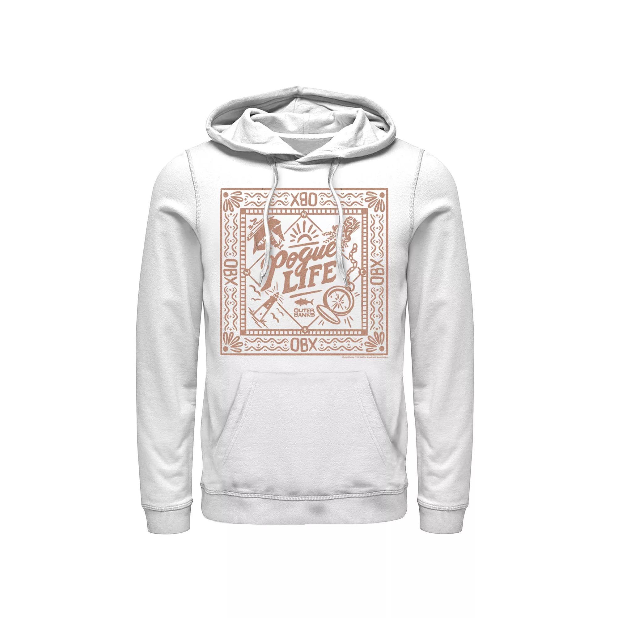 Men's Outer Banks Pogue Life Bordered Logo Hoodie, Boy's, Size: Small, White Product Image