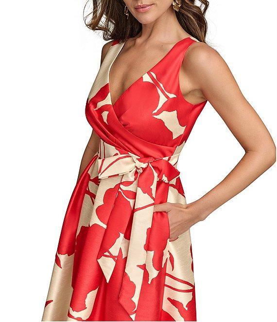 Donna Karan V-Neck Sleeveless Abstract Floral Print Dress Product Image