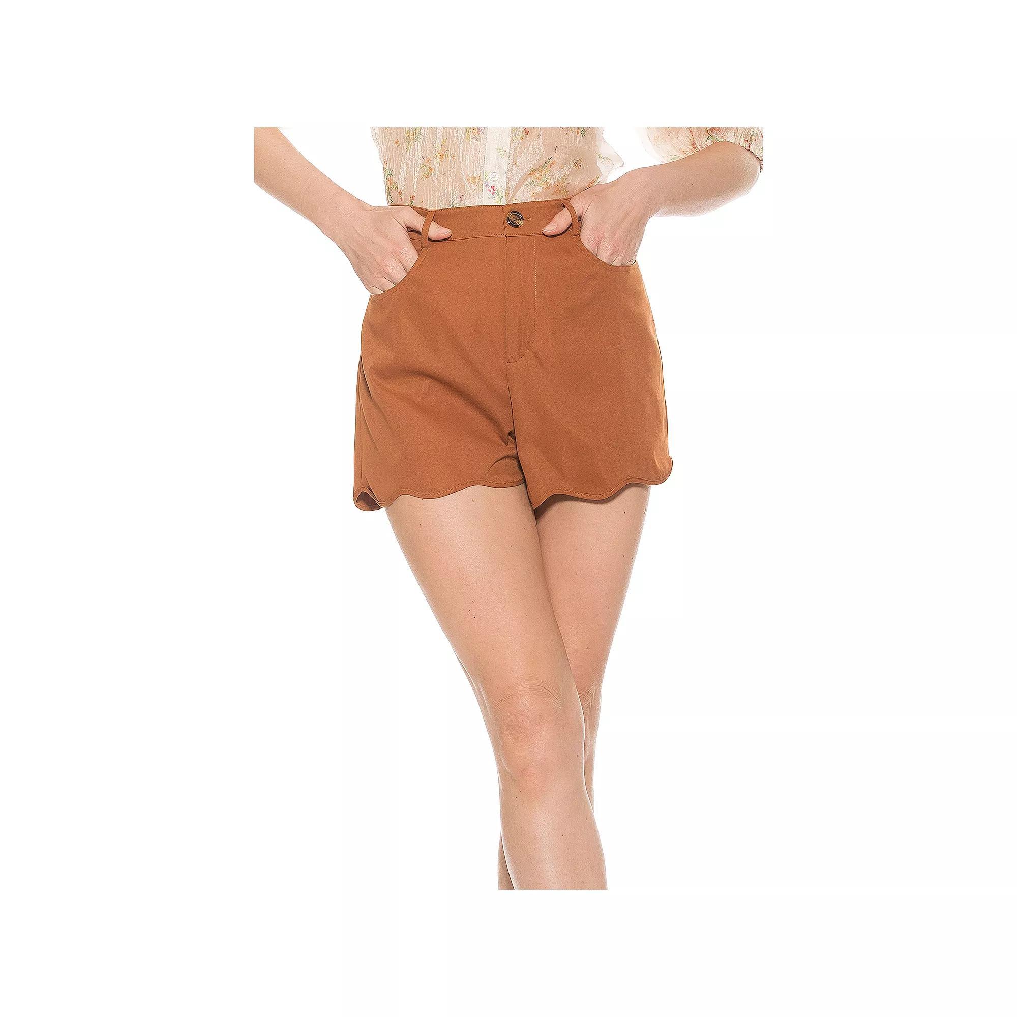Women's ALEXIA ADMOR Alice Scalloped Shorts, Size: 6, Ivory Product Image