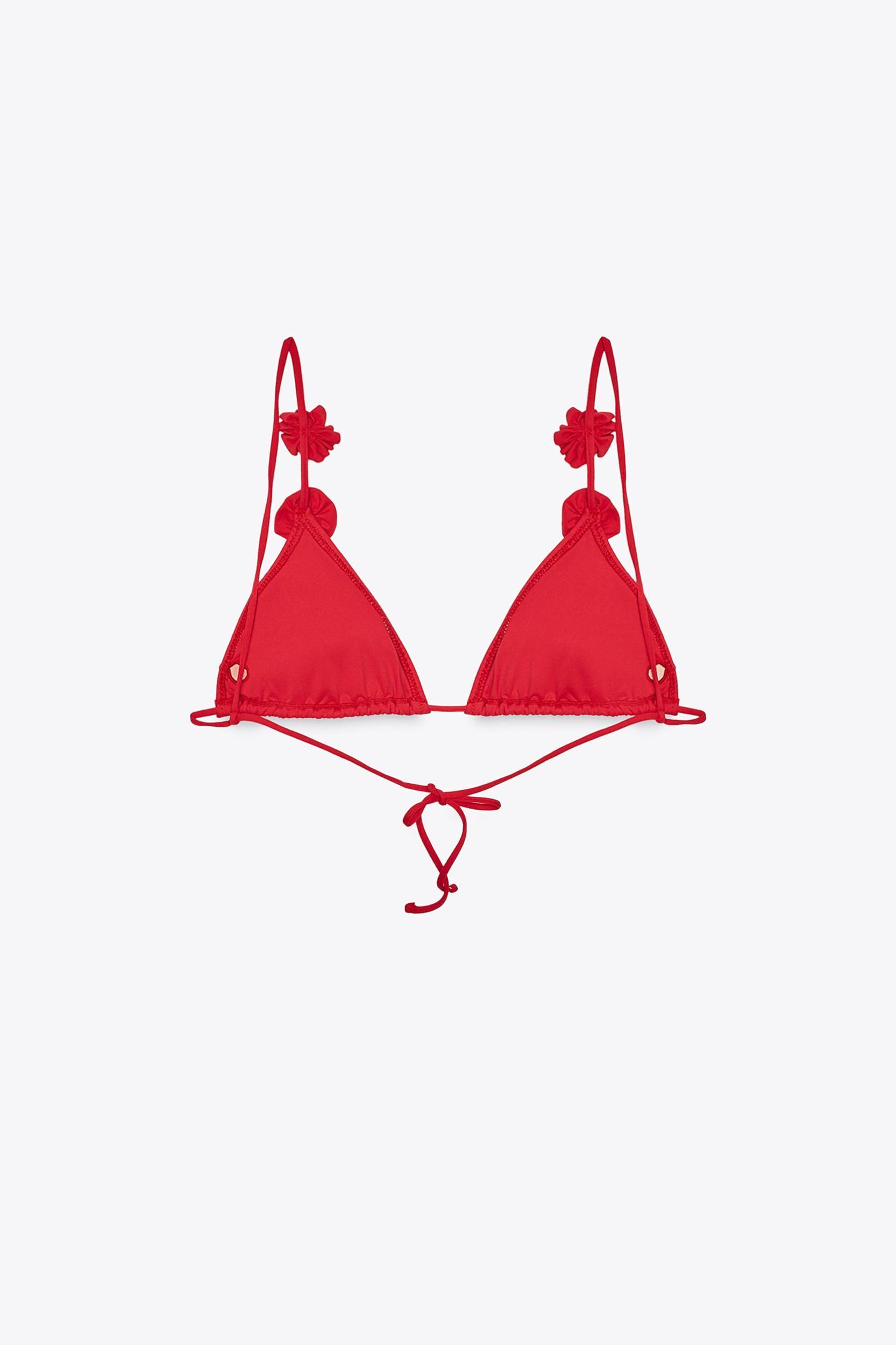 TEXTURED FLOWER TRIANGLE BIKINI TOP Product Image