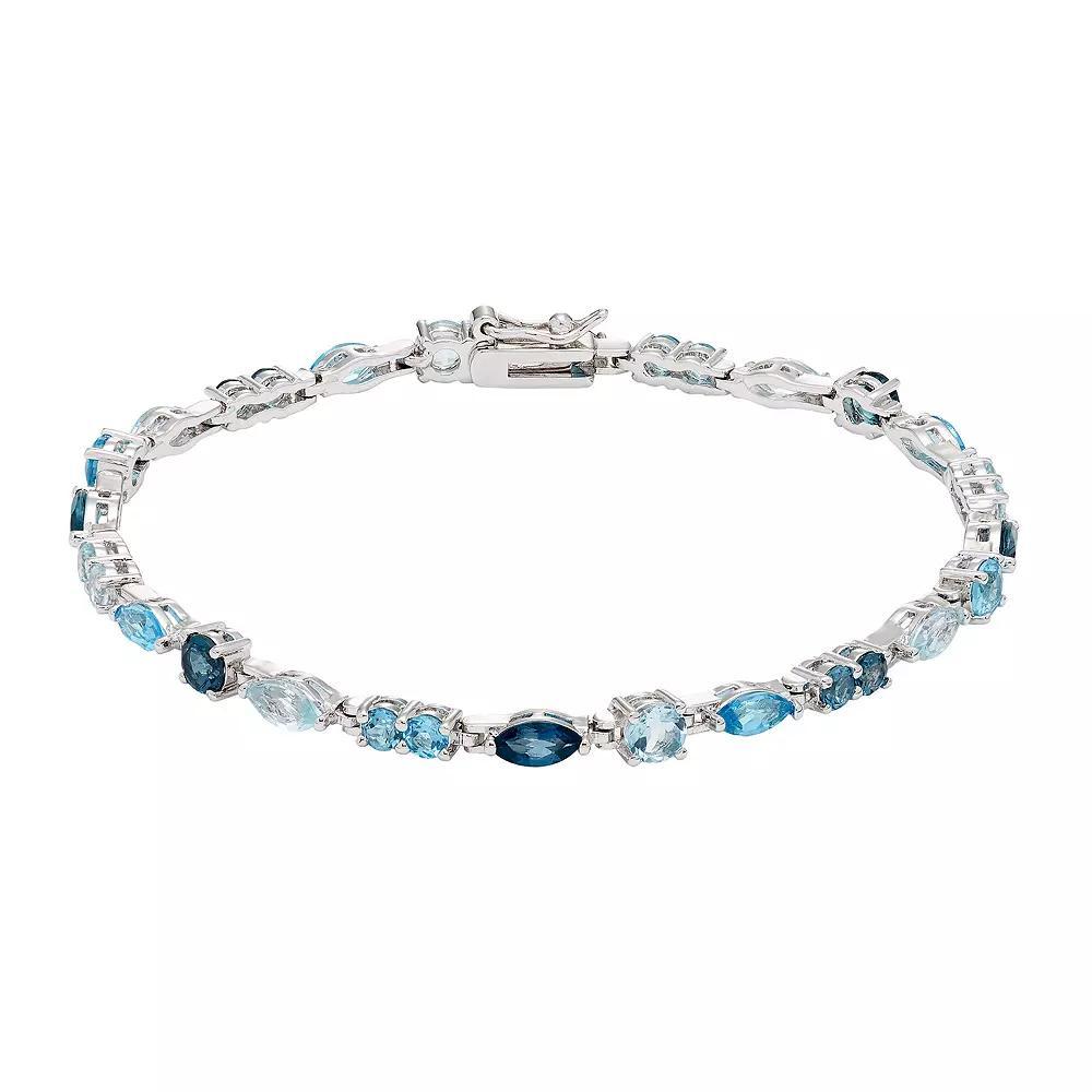 Sterling Silver Blue Topaz Bracelet, Women's, Size: 7.25" Product Image