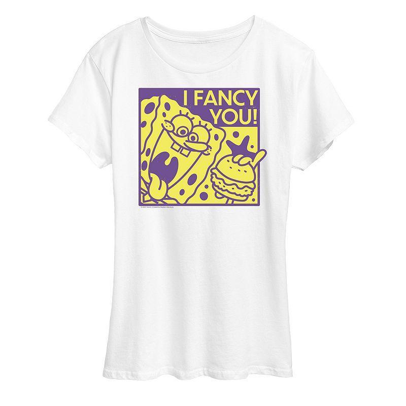 Womens Spongebob Squarepants I Fancy You Graphic Tee Grey Gray Product Image