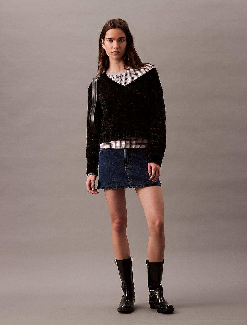 Chenille Relaxed V-Neck Sweater Product Image