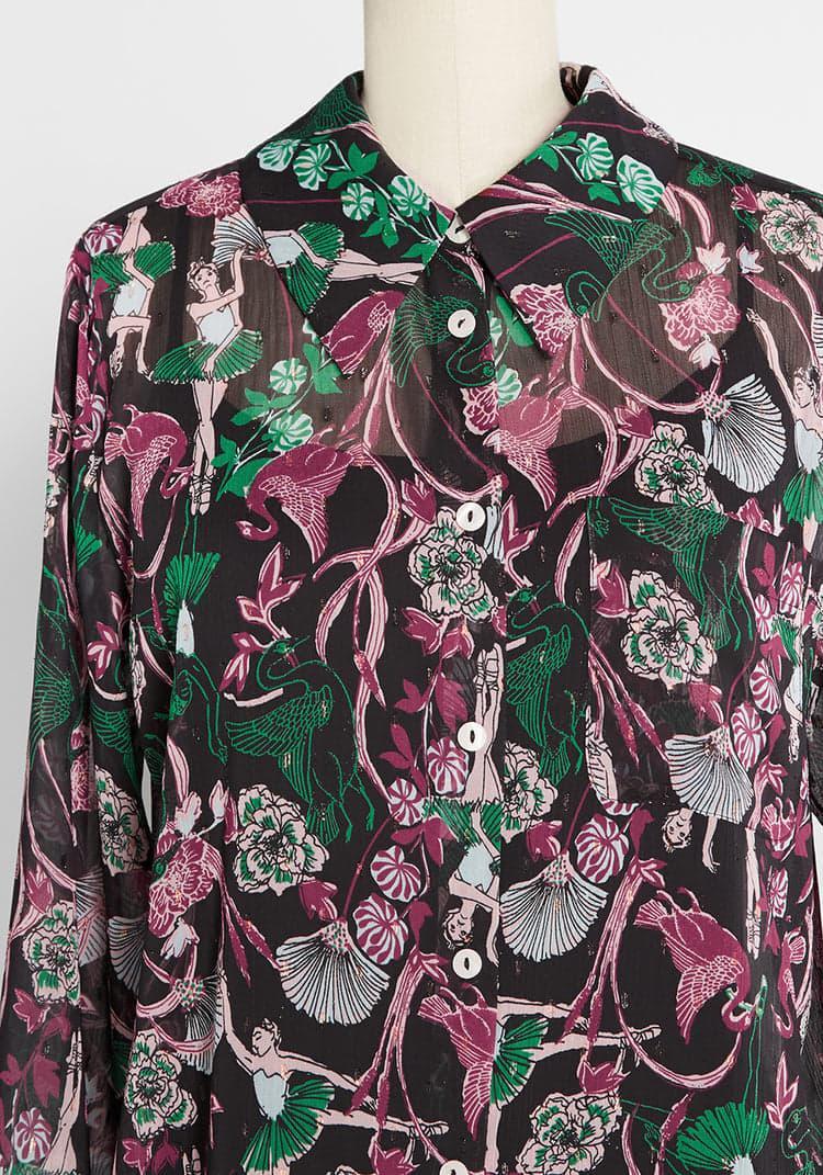 Swan Lake Soiree Button-Up Shirt Product Image