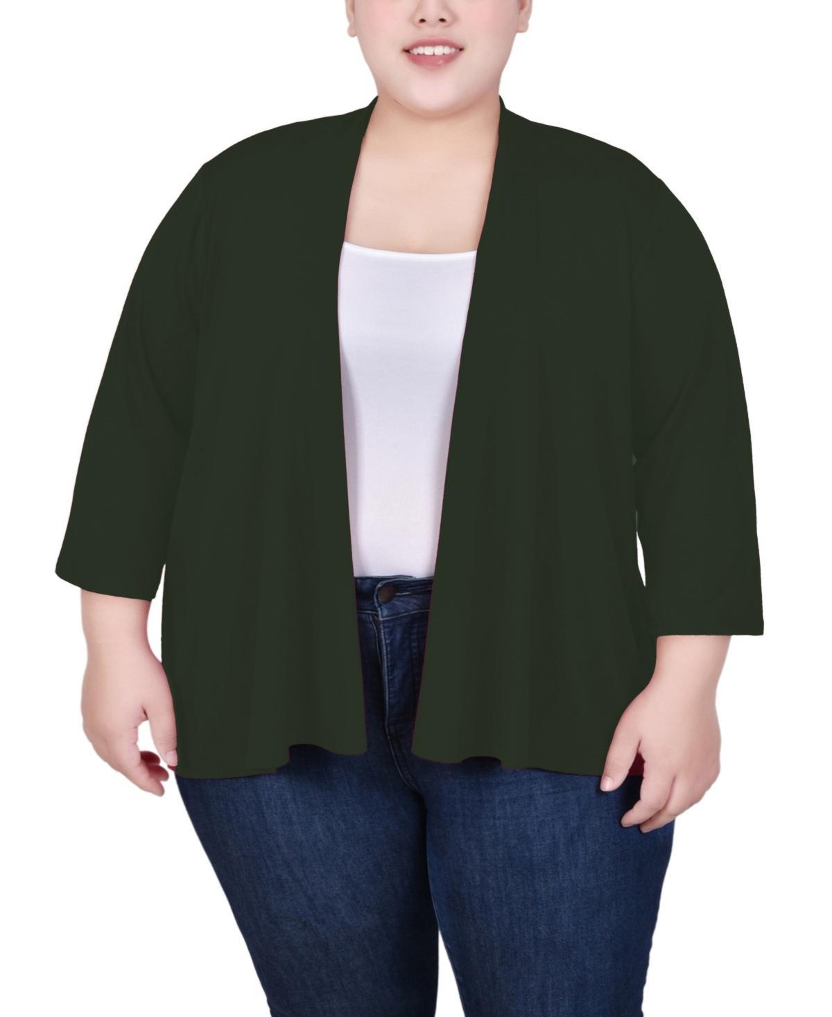 Ny Collection Plus Size Draped Open-Front Cardigan Sweater Product Image