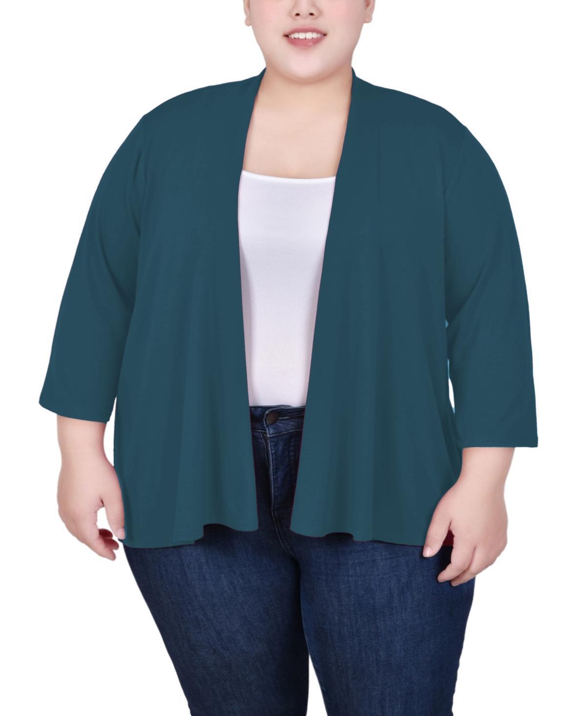 Ny Collection Plus Size Draped Open-Front Cardigan Sweater Product Image