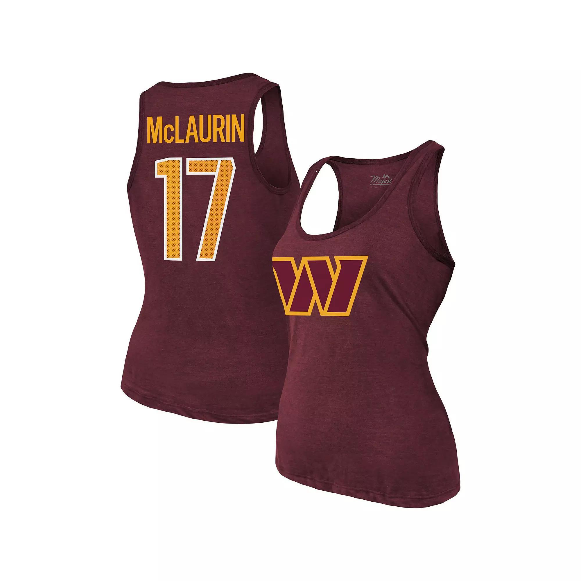 Women's Majestic Threads Terry McLaurin Burgundy Washington Commanders Player Name & Number Tri-Blend Tank Top, Size: XL, Wft Med Re Product Image